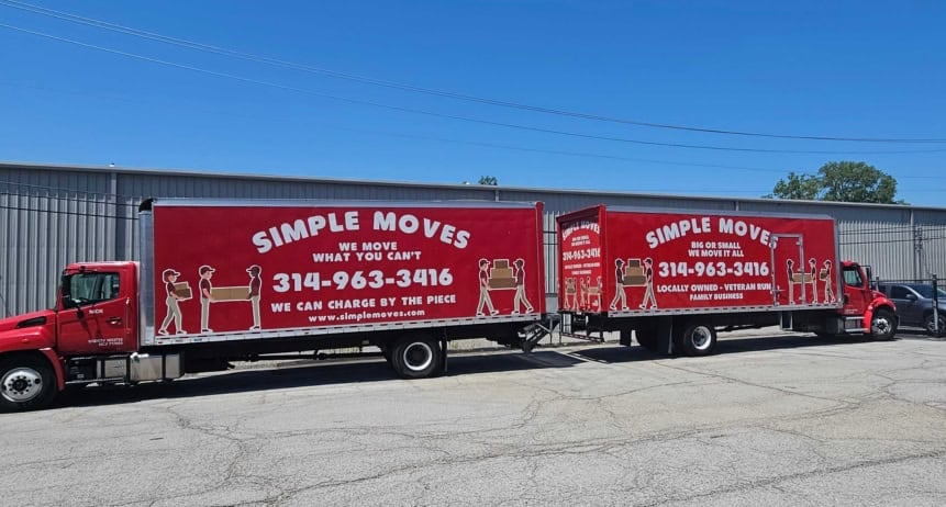 Moving truck for Simple Moves with contact info.